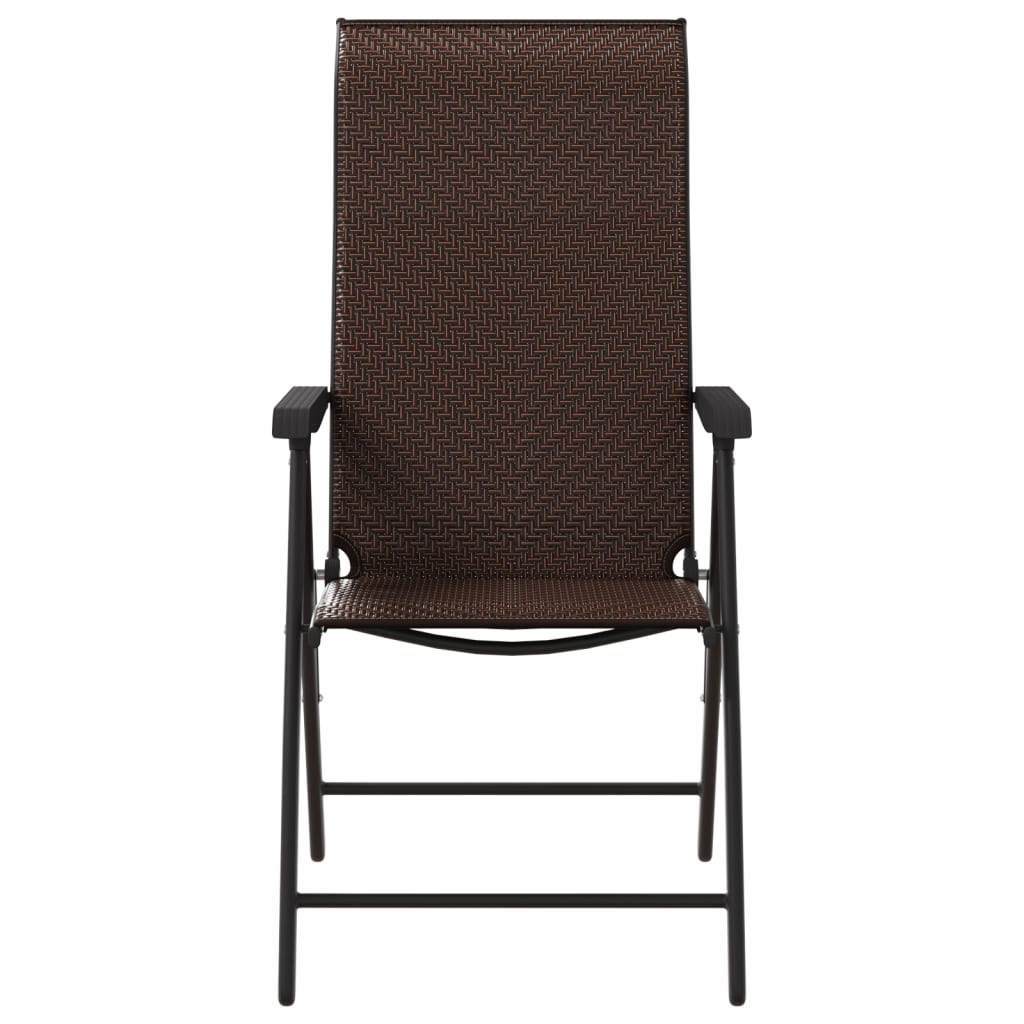 Tuinstoelen 2 st inklapbaar poly rattan bruin is nu te koop bij PeponiXL, paradijselijk wonen!