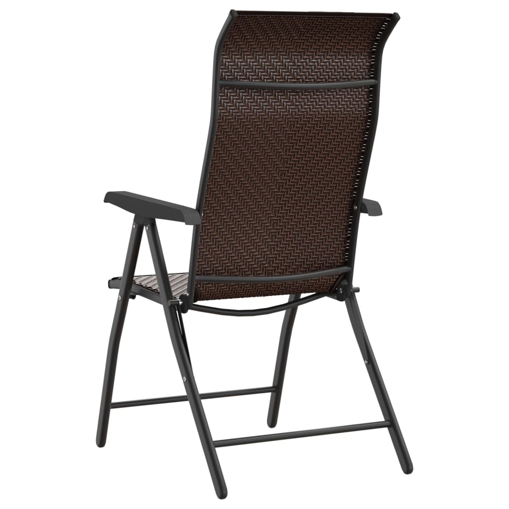 Tuinstoelen 2 st inklapbaar poly rattan bruin is nu te koop bij PeponiXL, paradijselijk wonen!