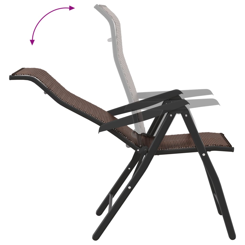 Tuinstoelen 2 st inklapbaar poly rattan bruin is nu te koop bij PeponiXL, paradijselijk wonen!