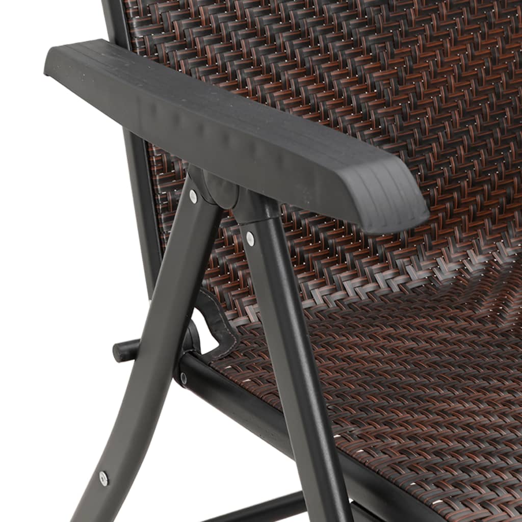 Tuinstoelen 2 st inklapbaar poly rattan bruin is nu te koop bij PeponiXL, paradijselijk wonen!
