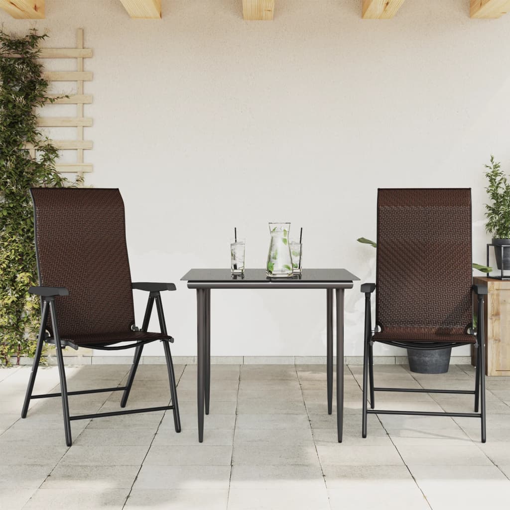 Tuinstoelen 2 st inklapbaar poly rattan bruin is nu te koop bij PeponiXL, paradijselijk wonen!