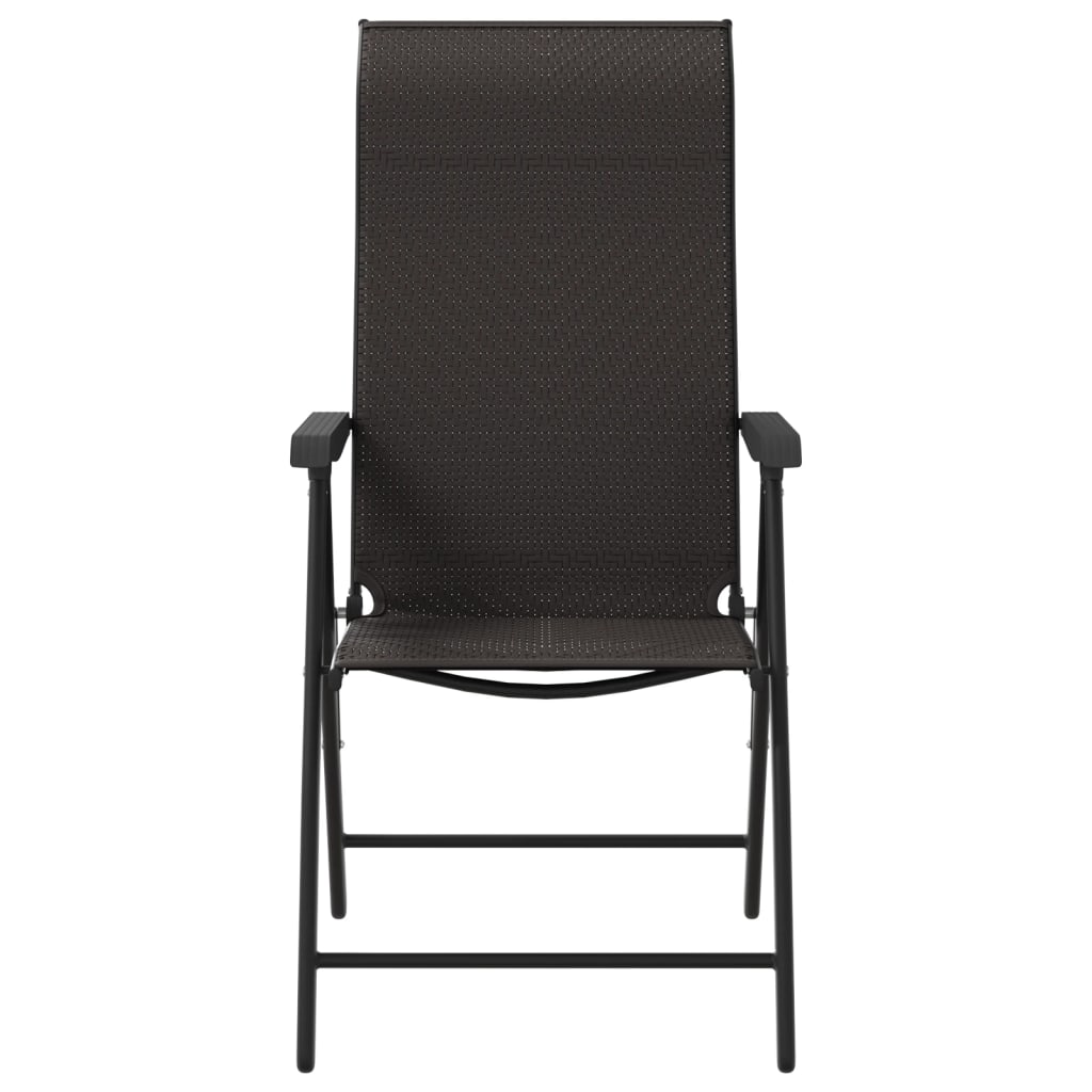 Tuinstoelen 2 st inklapbaar poly rattan zwarte koffiekleur is nu te koop bij PeponiXL, paradijselijk wonen!