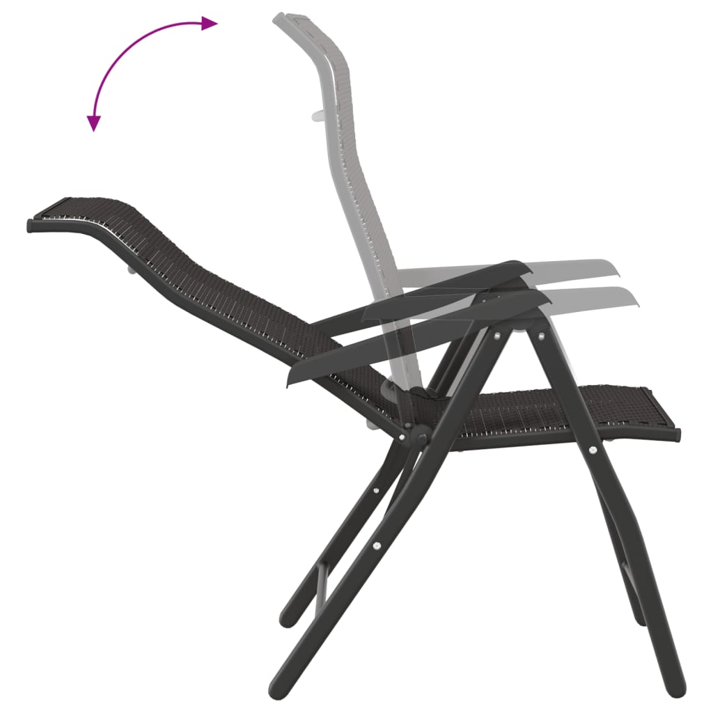 Tuinstoelen 2 st inklapbaar poly rattan zwarte koffiekleur is nu te koop bij PeponiXL, paradijselijk wonen!
