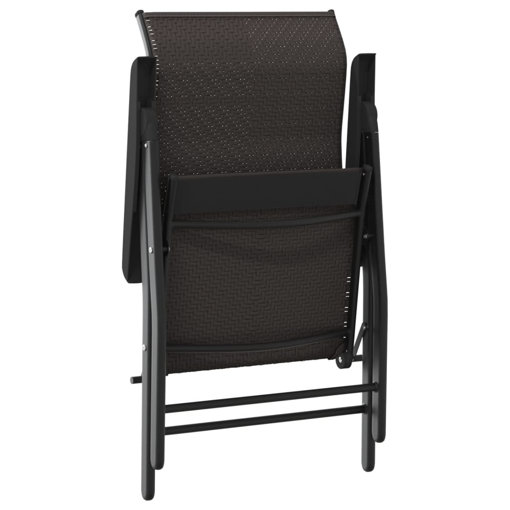 Tuinstoelen 2 st inklapbaar poly rattan zwarte koffiekleur is nu te koop bij PeponiXL, paradijselijk wonen!