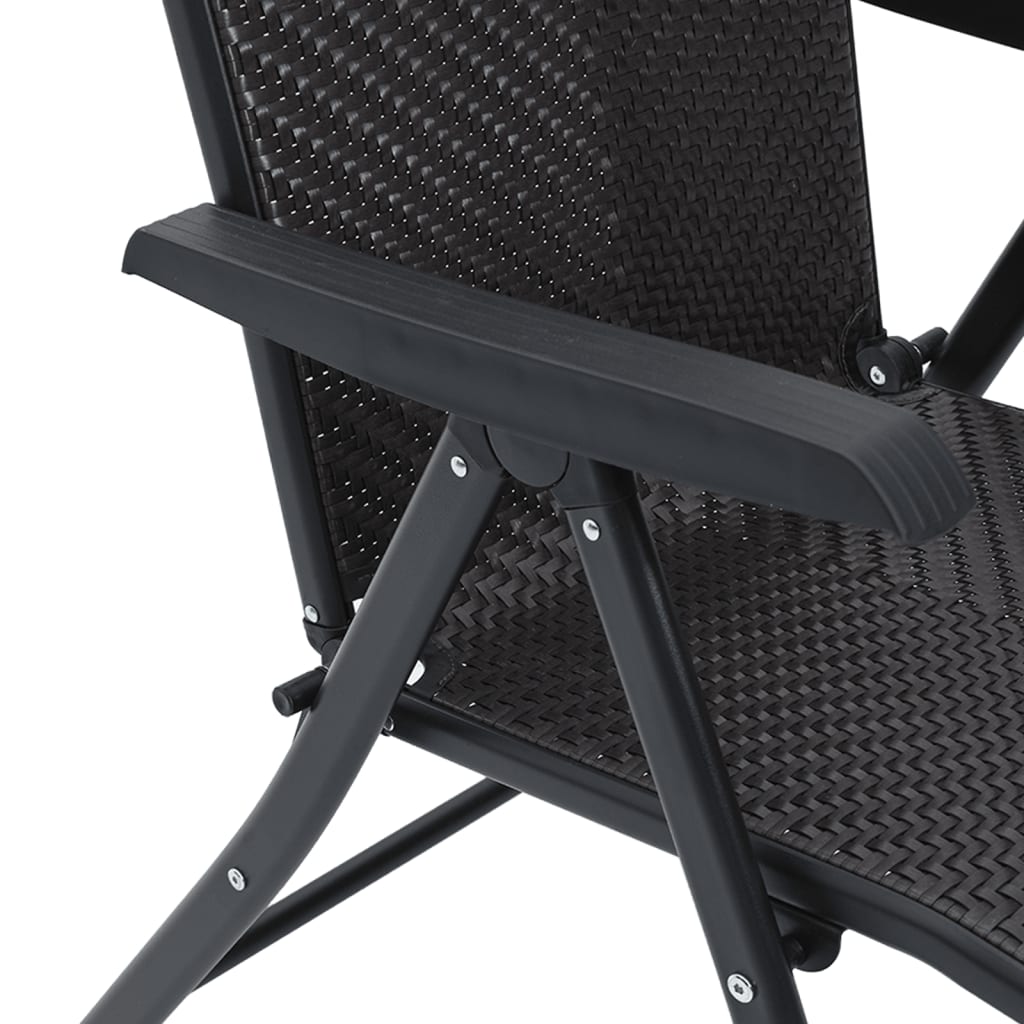 Tuinstoelen 2 st inklapbaar poly rattan zwarte koffiekleur is nu te koop bij PeponiXL, paradijselijk wonen!
