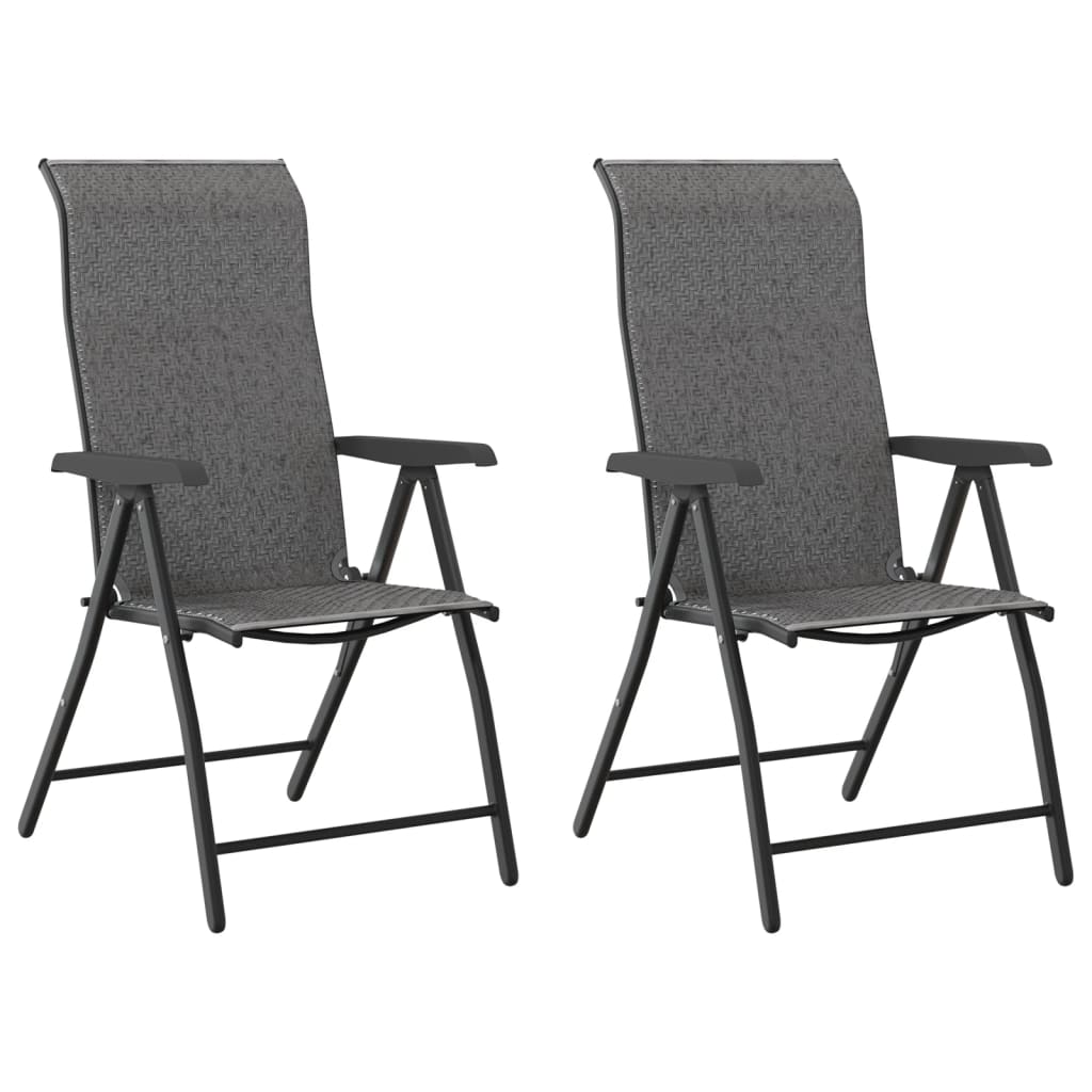 Tuinstoelen 2 st inklapbaar poly rattan grijs is nu te koop bij PeponiXL, paradijselijk wonen!