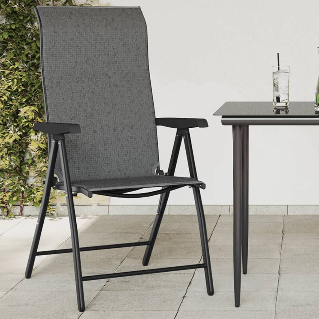 Tuinstoelen 2 st inklapbaar poly rattan grijs is nu te koop bij PeponiXL, paradijselijk wonen!