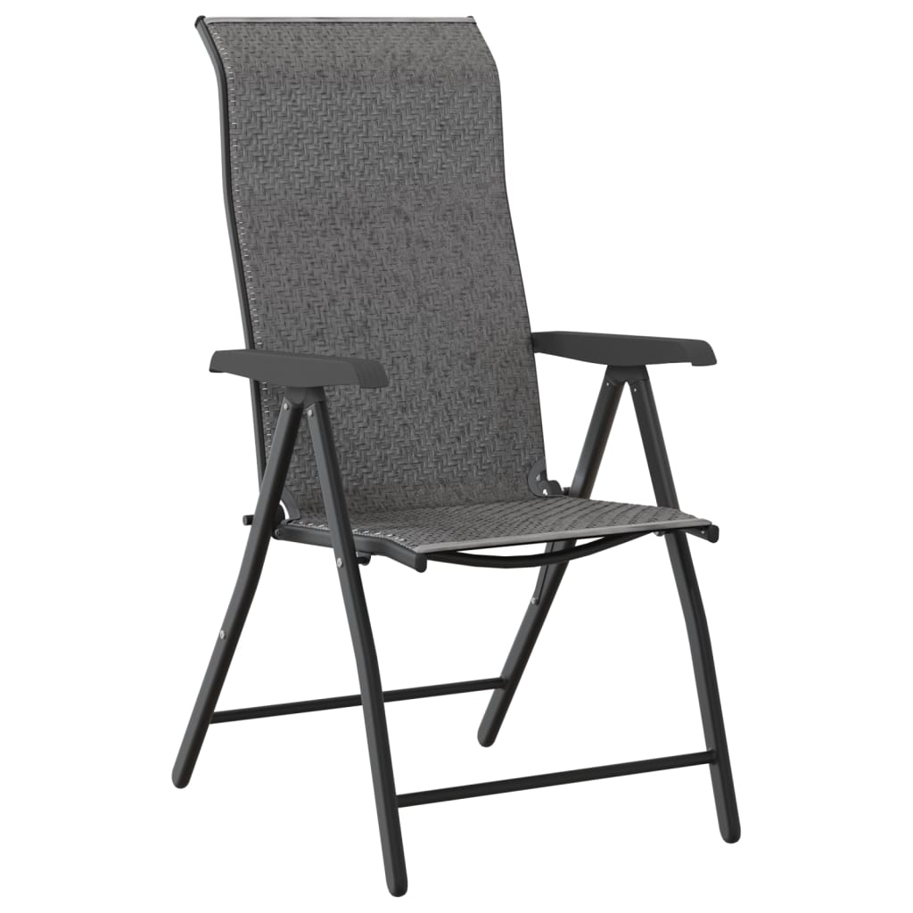 Tuinstoelen 2 st inklapbaar poly rattan grijs is nu te koop bij PeponiXL, paradijselijk wonen!