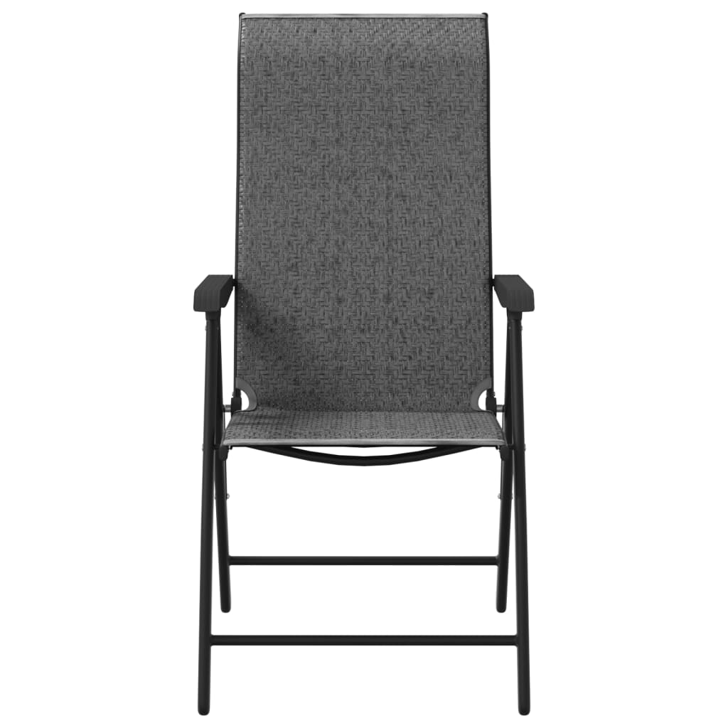 Tuinstoelen 2 st inklapbaar poly rattan grijs is nu te koop bij PeponiXL, paradijselijk wonen!