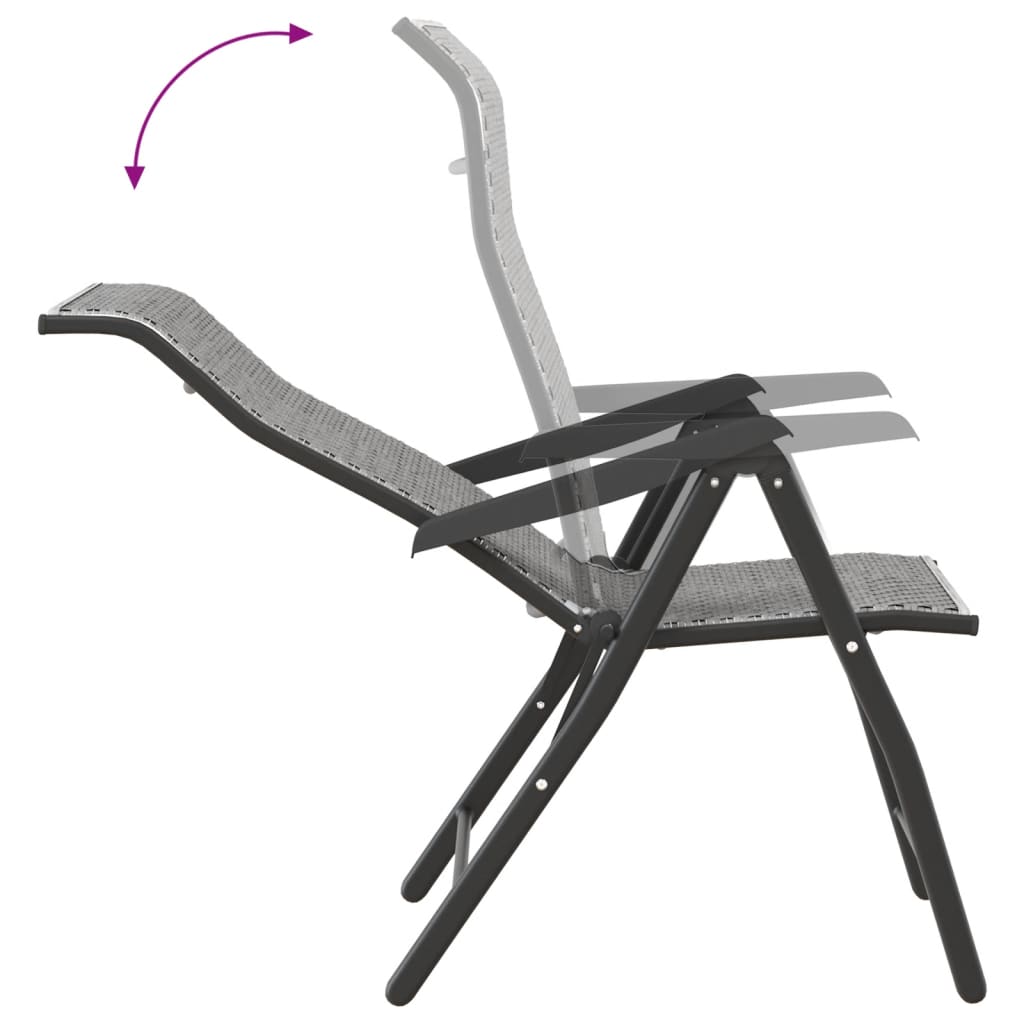 Tuinstoelen 2 st inklapbaar poly rattan grijs is nu te koop bij PeponiXL, paradijselijk wonen!