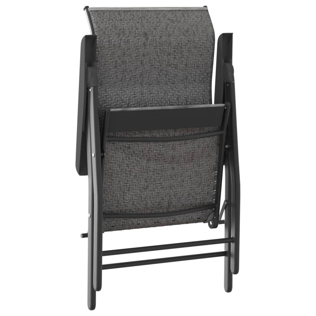 Tuinstoelen 2 st inklapbaar poly rattan grijs is nu te koop bij PeponiXL, paradijselijk wonen!