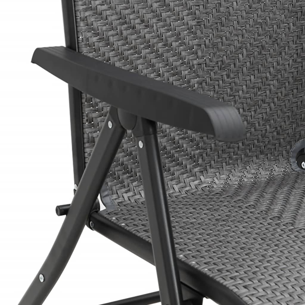 Tuinstoelen 2 st inklapbaar poly rattan grijs is nu te koop bij PeponiXL, paradijselijk wonen!