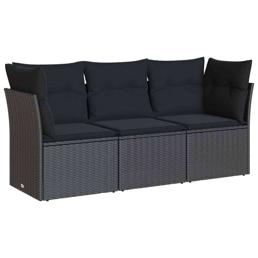 3-delige Loungeset met kussens poly rattan zwart is nu te koop bij PeponiXL, paradijselijk wonen!