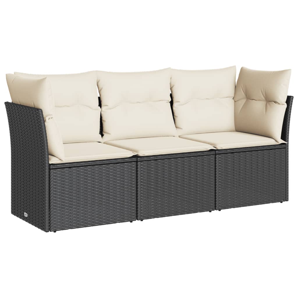3-delige Loungeset met kussens poly rattan zwart is nu te koop bij PeponiXL, paradijselijk wonen!