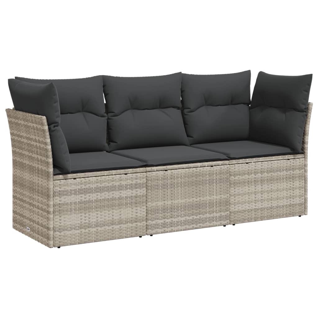 3-delige Loungeset met kussens poly rattan lichtgrijs is nu te koop bij PeponiXL, paradijselijk wonen!