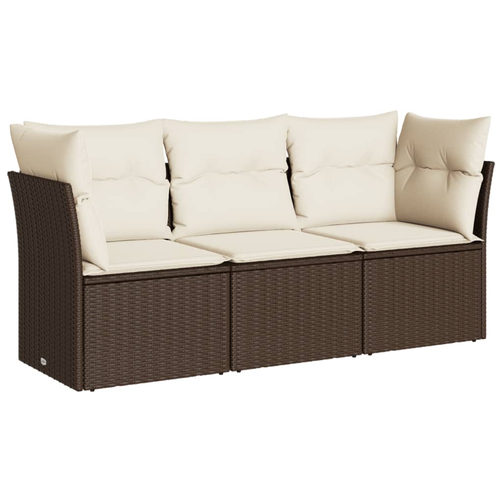 3-delige Loungeset met kussens poly rattan bruin is nu te koop bij PeponiXL, paradijselijk wonen!