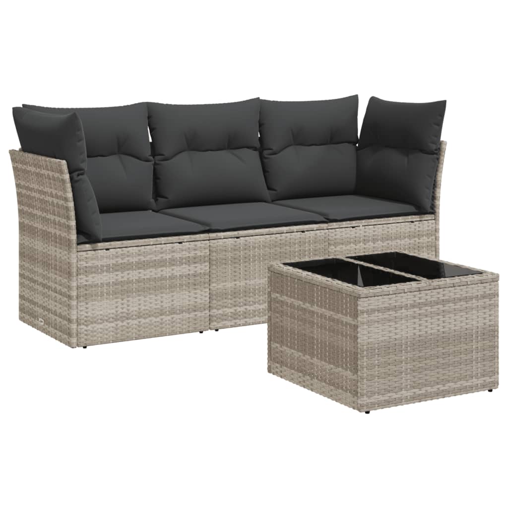 4-delige Loungeset met kussens poly rattan lichtgrijs is nu te koop bij PeponiXL, paradijselijk wonen!