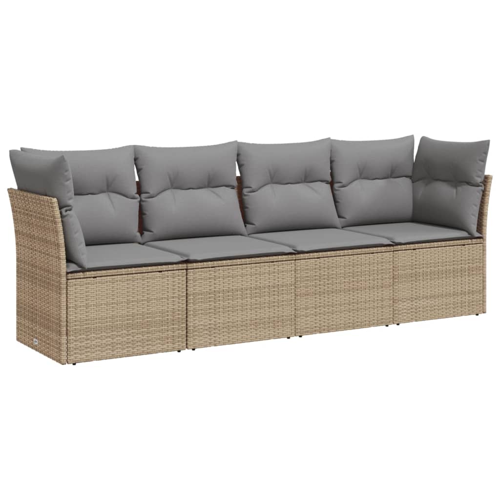 4-delige Loungeset met kussens poly rattan beige is nu te koop bij PeponiXL, paradijselijk wonen!