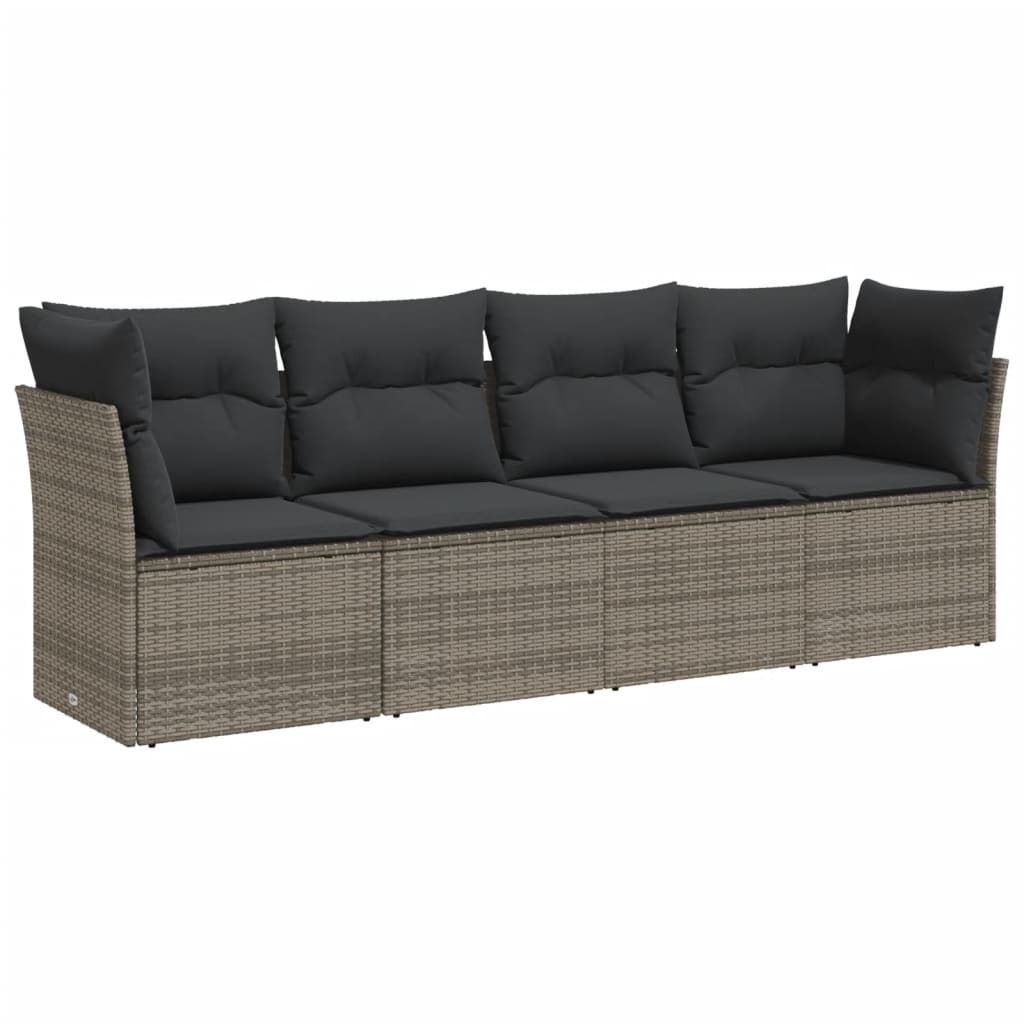 4-delige Loungeset met kussens poly rattan grijs is nu te koop bij PeponiXL, paradijselijk wonen!