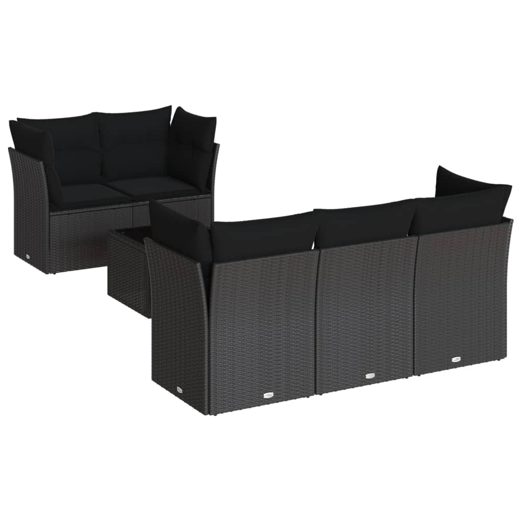 6-delige Loungeset met kussens poly rattan zwart is nu te koop bij PeponiXL, paradijselijk wonen!