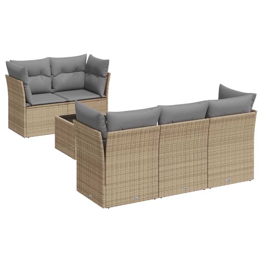 6-delige Loungeset met kussens poly rattan beige is nu te koop bij PeponiXL, paradijselijk wonen!