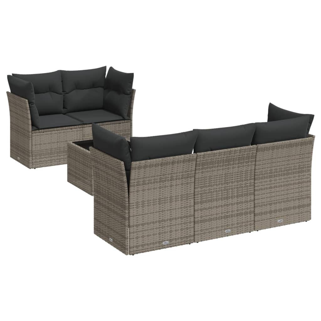 6-delige Loungeset met kussens poly rattan grijs is nu te koop bij PeponiXL, paradijselijk wonen!