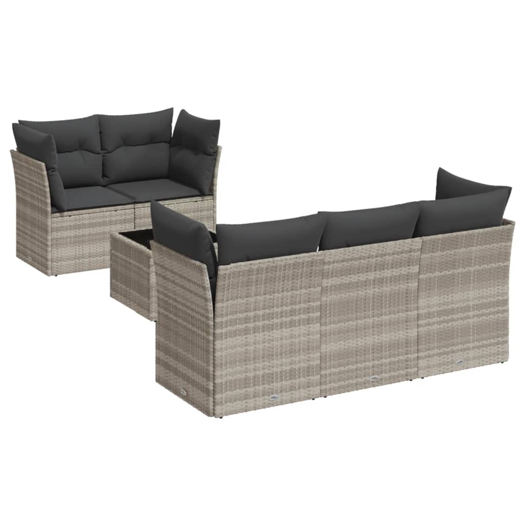 6-delige Loungeset met kussens poly rattan lichtgrijs is nu te koop bij PeponiXL, paradijselijk wonen!