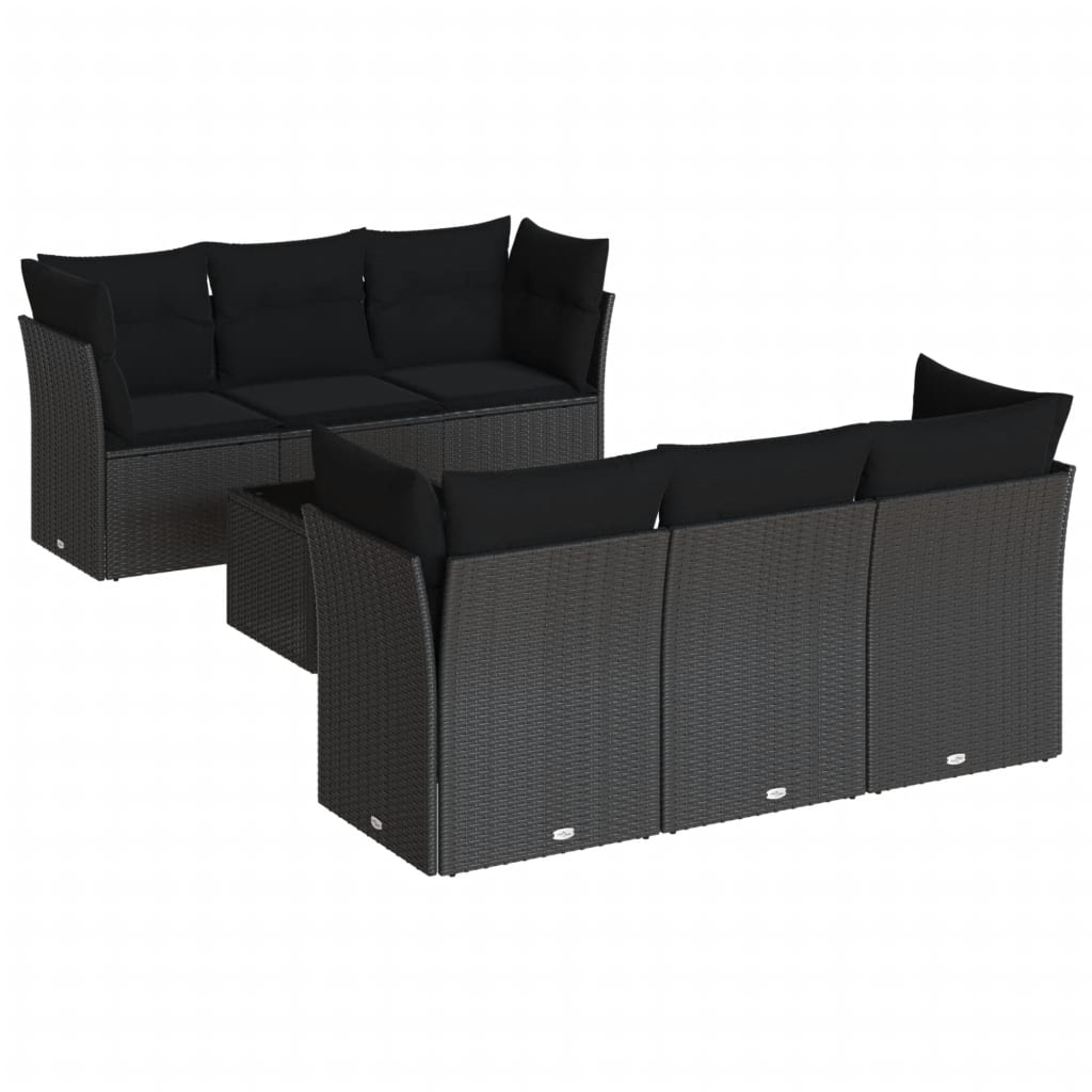 7-delige Loungeset met kussens poly rattan zwart is nu te koop bij PeponiXL, paradijselijk wonen!