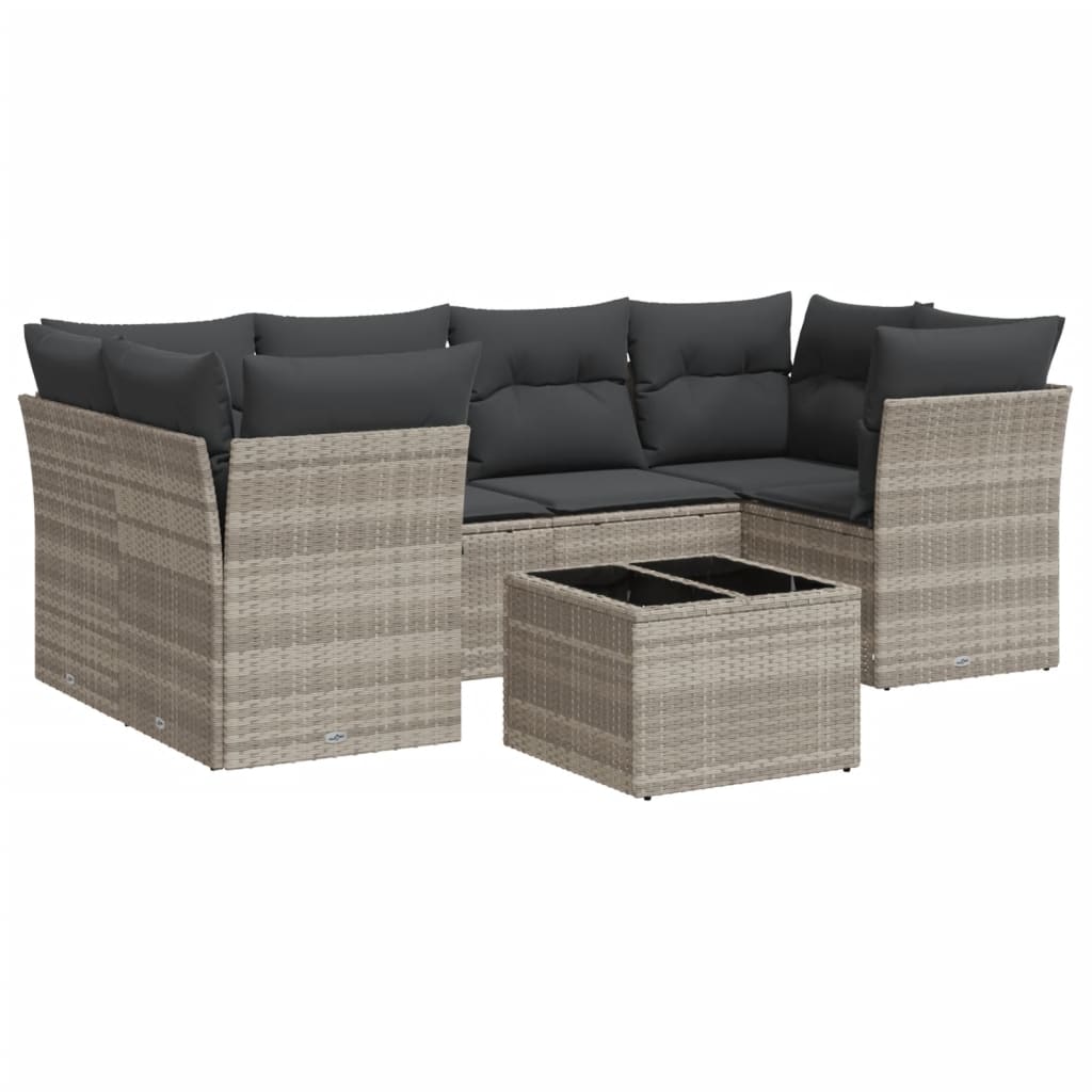 7-delige Loungeset met kussens poly rattan lichtgrijs is nu te koop bij PeponiXL, paradijselijk wonen!