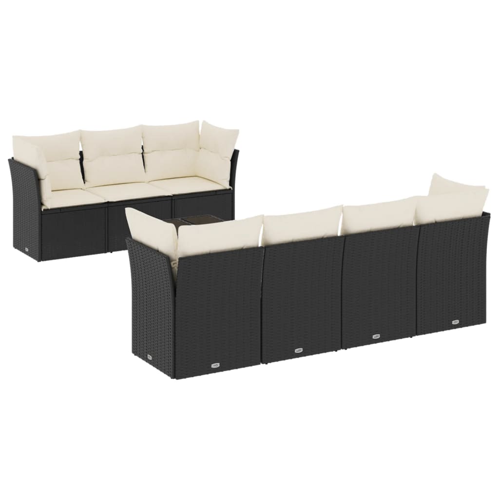 8-delige Loungeset met kussens poly rattan zwart is nu te koop bij PeponiXL, paradijselijk wonen!