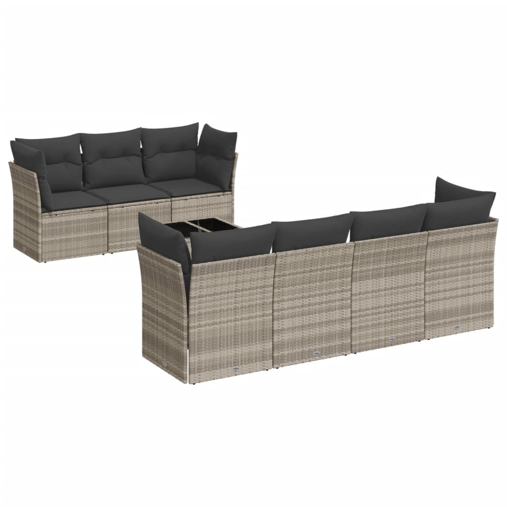 8-delige Loungeset met kussens poly rattan lichtgrijs is nu te koop bij PeponiXL, paradijselijk wonen!