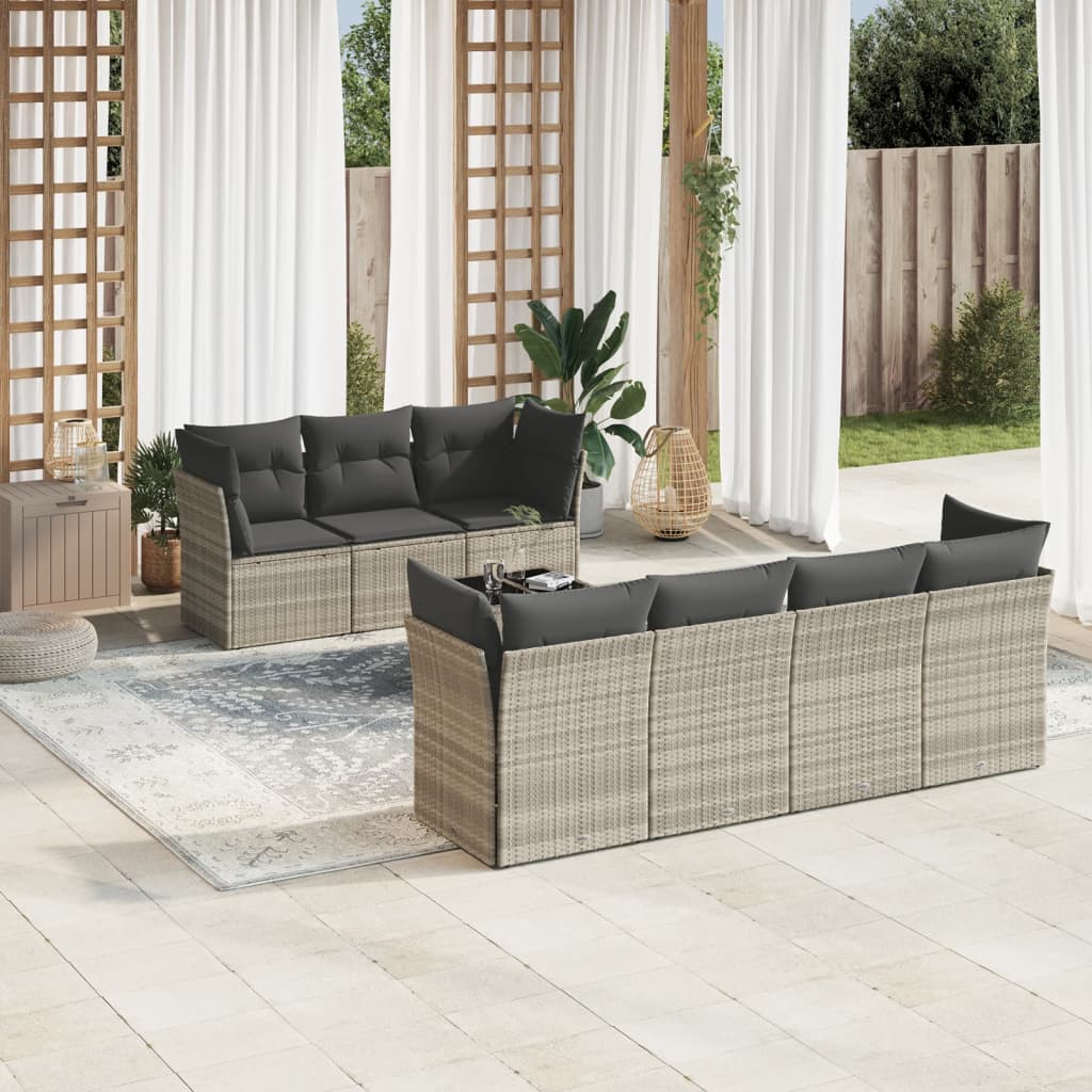 8-delige Loungeset met kussens poly rattan lichtgrijs is nu te koop bij PeponiXL, paradijselijk wonen!