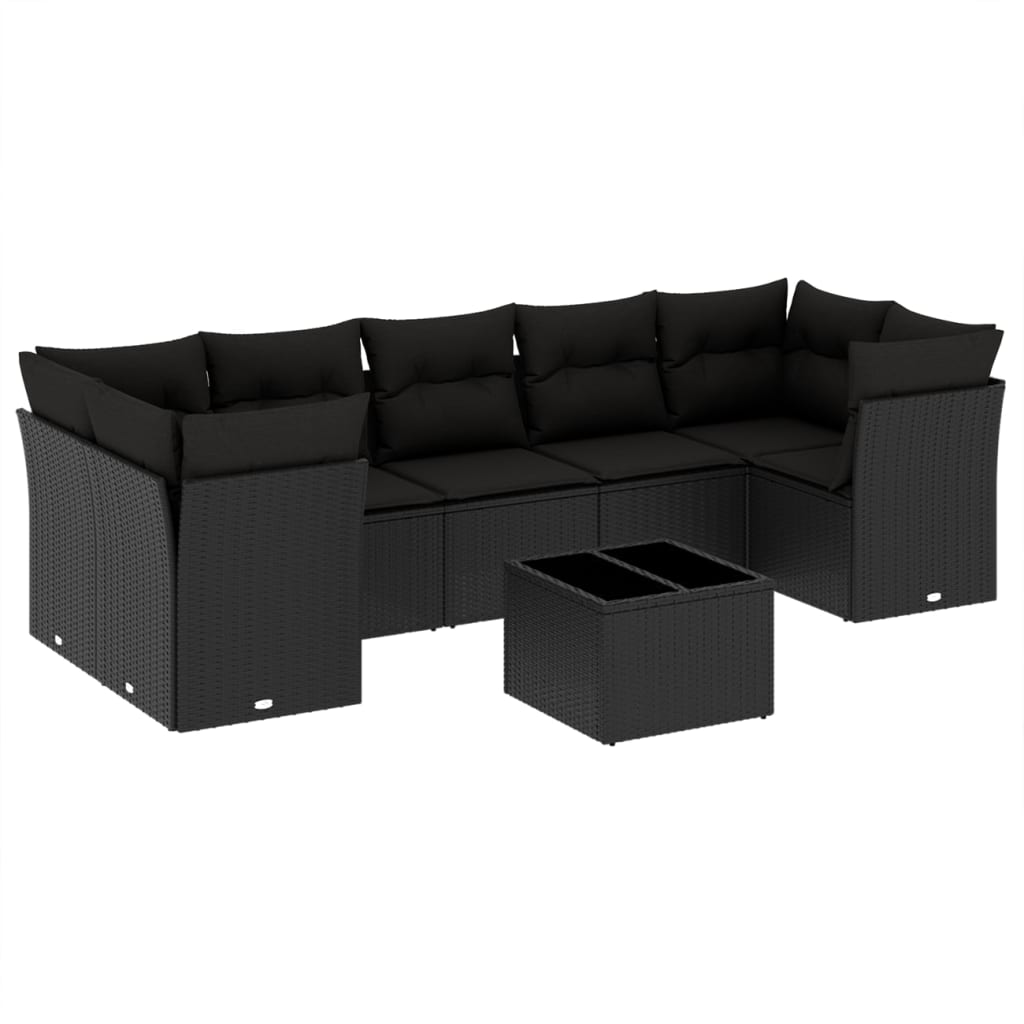 8-delige Loungeset met kussens poly rattan zwart is nu te koop bij PeponiXL, paradijselijk wonen!