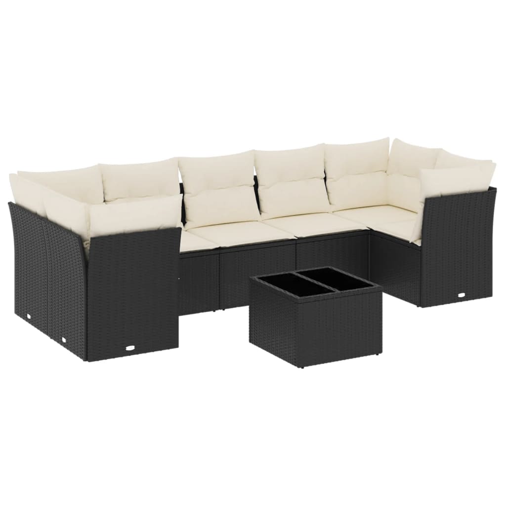 8-delige Loungeset met kussens poly rattan zwart is nu te koop bij PeponiXL, paradijselijk wonen!