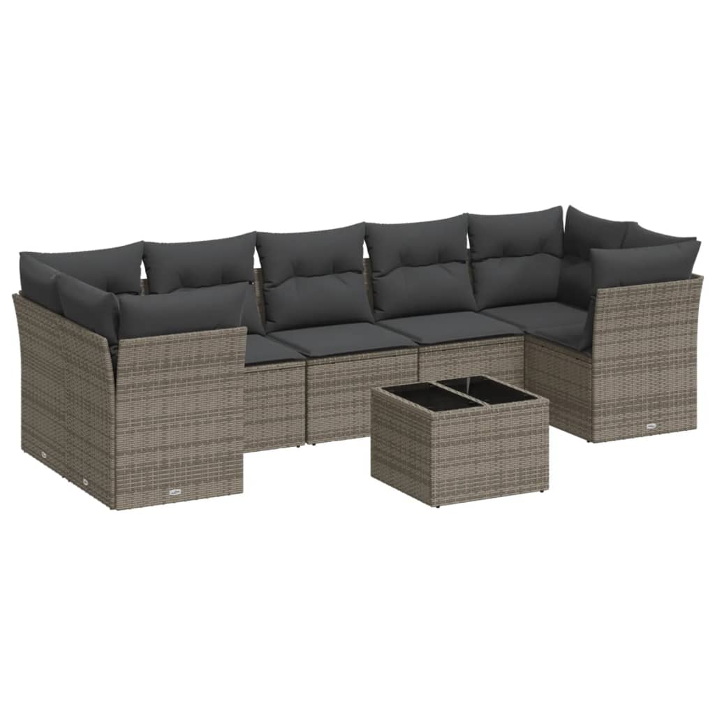 8-delige Loungeset met kussens poly rattan grijs is nu te koop bij PeponiXL, paradijselijk wonen!