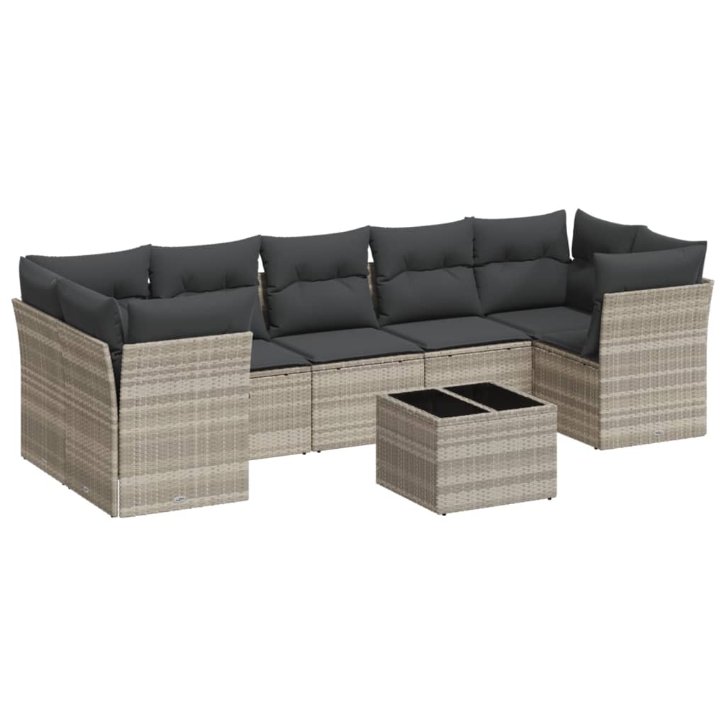 8-delige Loungeset met kussens poly rattan lichtgrijs is nu te koop bij PeponiXL, paradijselijk wonen!