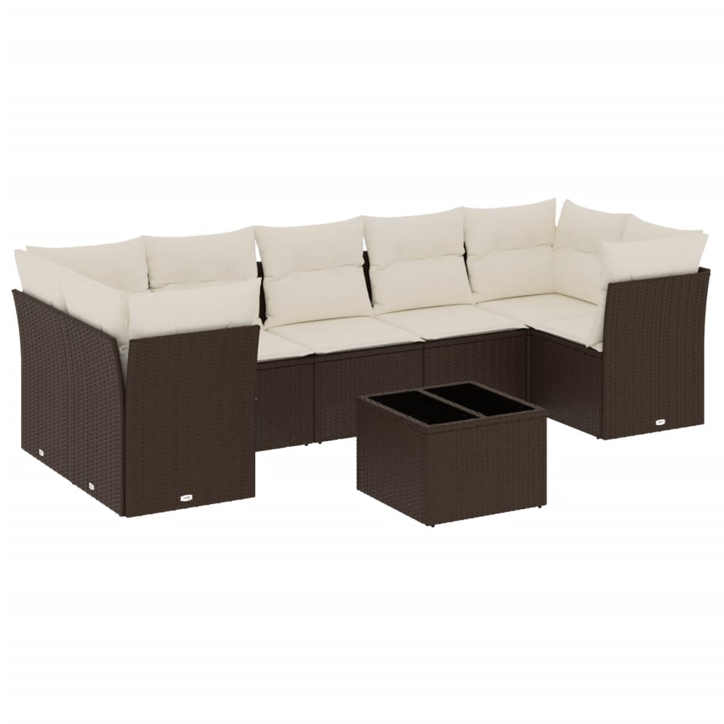 8-delige Loungeset met kussens poly rattan bruin is nu te koop bij PeponiXL, paradijselijk wonen!