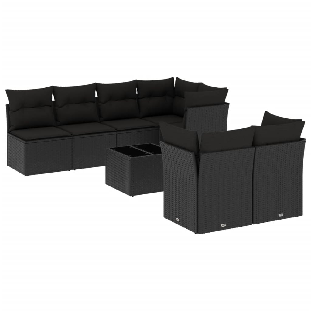 8-delige Loungeset met kussens poly rattan zwart is nu te koop bij PeponiXL, paradijselijk wonen!