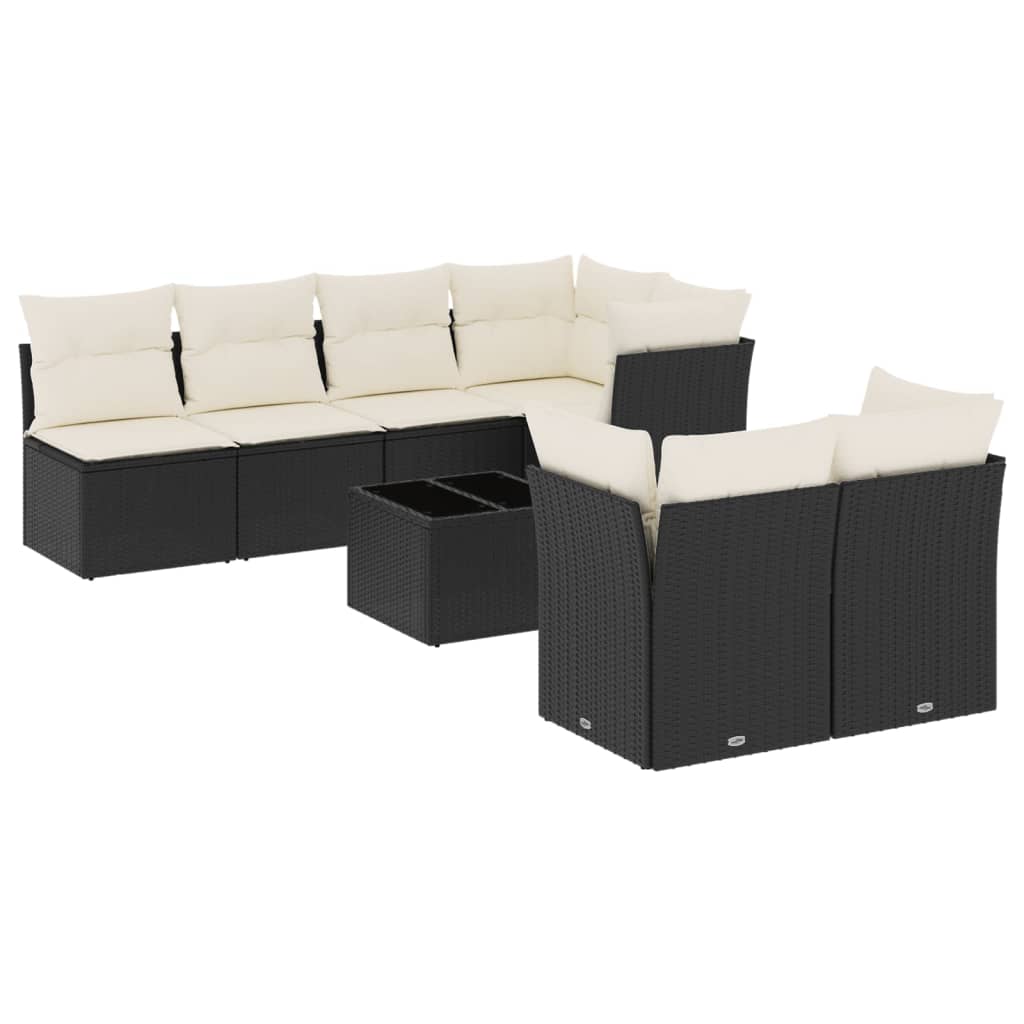 8-delige Loungeset met kussens poly rattan zwart is nu te koop bij PeponiXL, paradijselijk wonen!