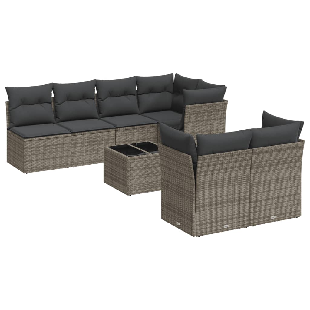 8-delige Loungeset met kussens poly rattan grijs is nu te koop bij PeponiXL, paradijselijk wonen!