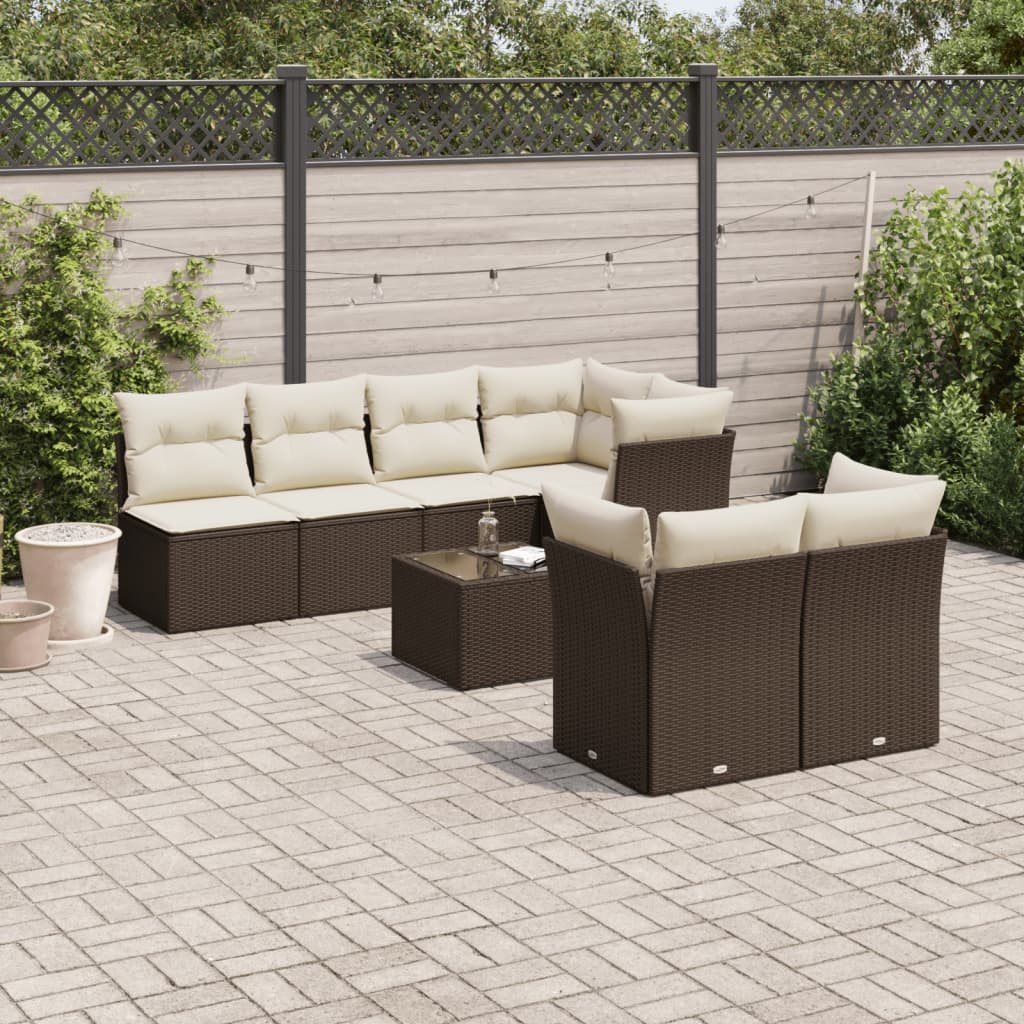 8-delige Loungeset met kussens poly rattan bruin is nu te koop bij PeponiXL, paradijselijk wonen!