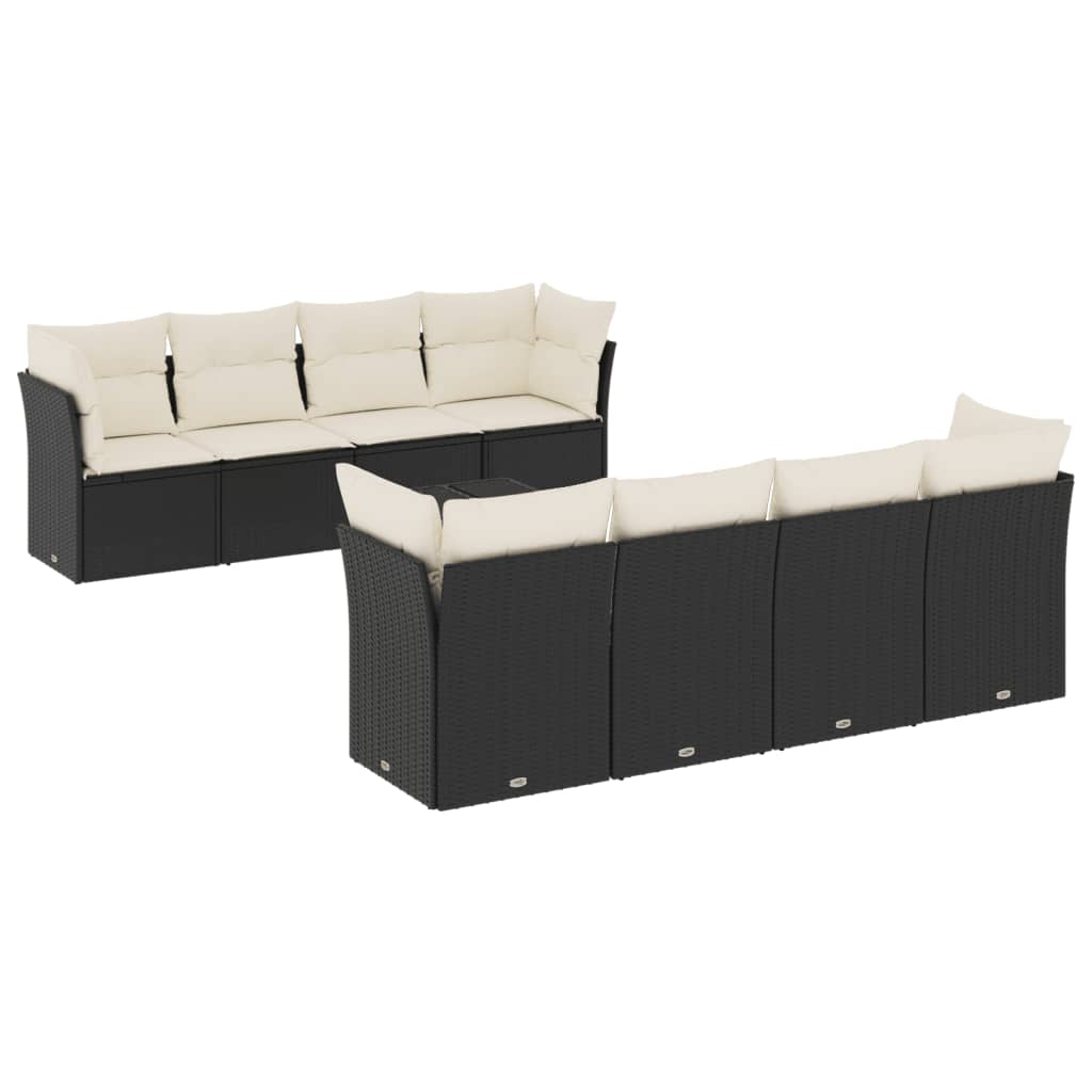 9-delige Loungeset met kussens poly rattan zwart is nu te koop bij PeponiXL, paradijselijk wonen!