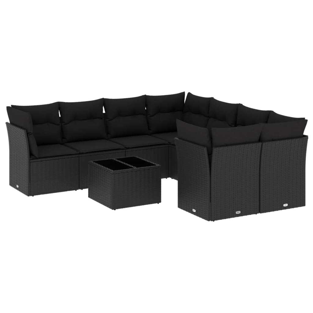 9-delige Loungeset met kussens poly rattan zwart is nu te koop bij PeponiXL, paradijselijk wonen!