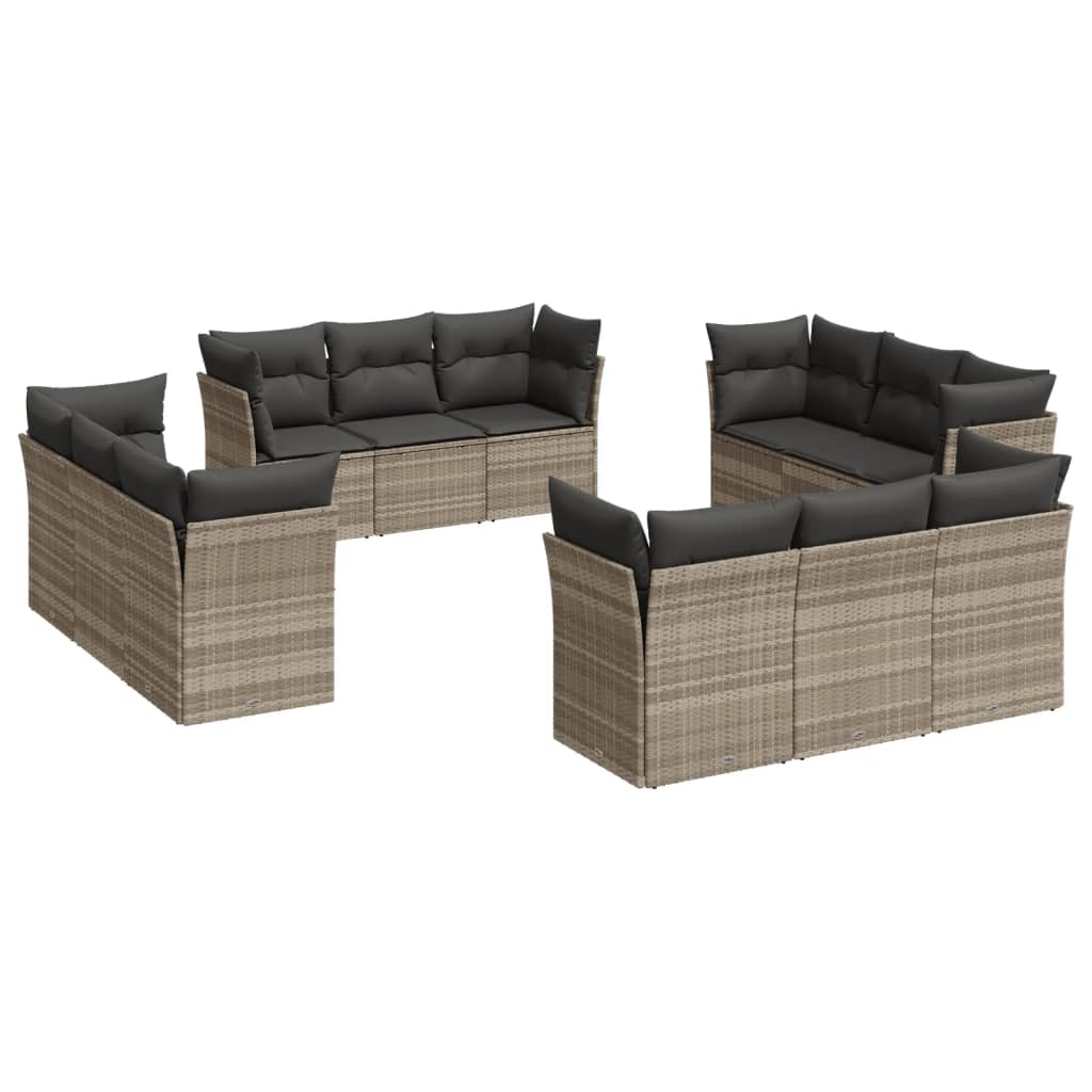 12-delige Loungeset met kussens poly rattan lichtgrijs is nu te koop bij PeponiXL, paradijselijk wonen!