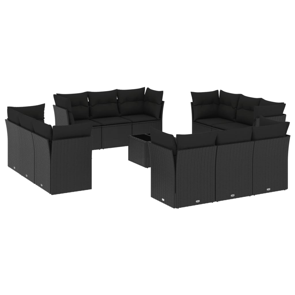 13-delige Loungeset met kussens poly rattan zwart is nu te koop bij PeponiXL, paradijselijk wonen!