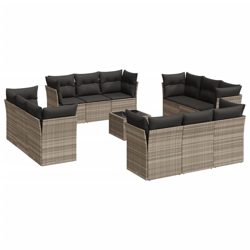 13-delige Loungeset met kussens poly rattan lichtgrijs is nu te koop bij PeponiXL, paradijselijk wonen!