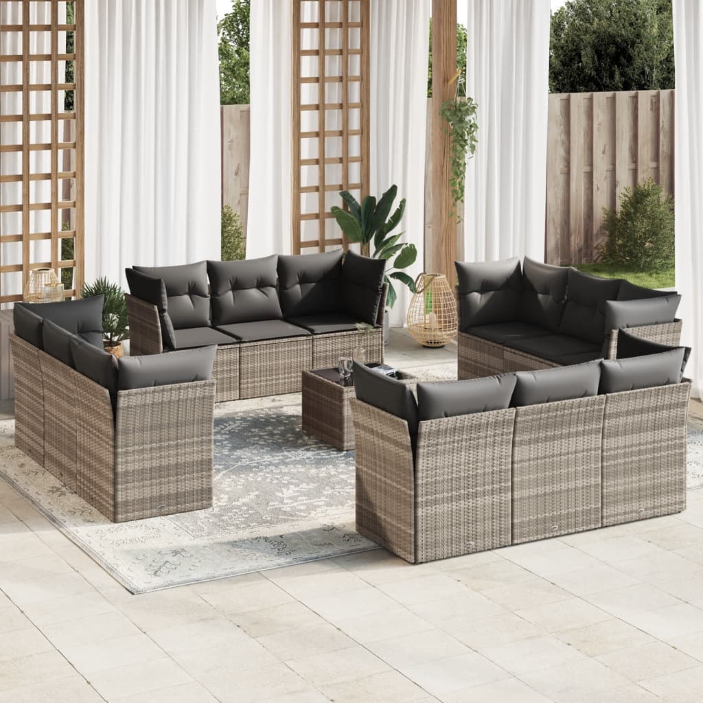 13-delige Loungeset met kussens poly rattan lichtgrijs is nu te koop bij PeponiXL, paradijselijk wonen!
