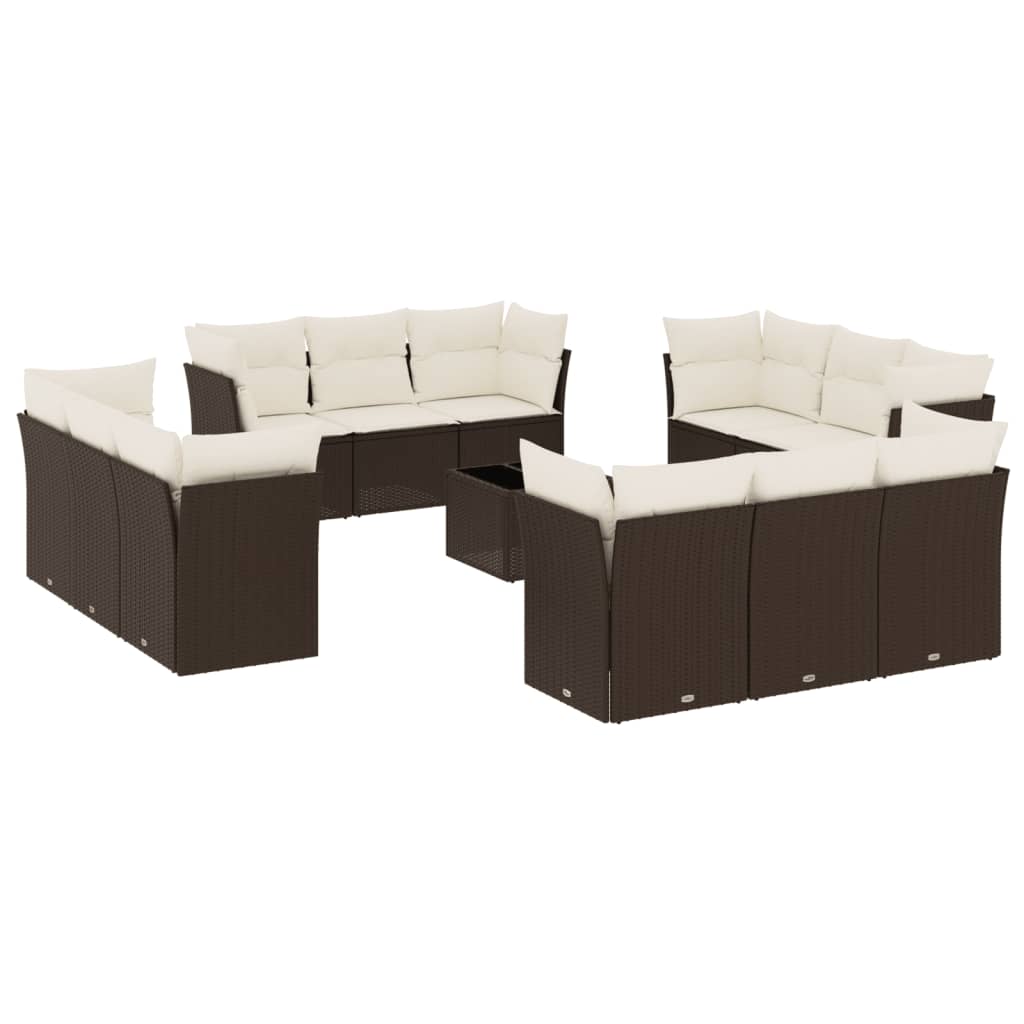 13-delige Loungeset met kussens poly rattan bruin is nu te koop bij PeponiXL, paradijselijk wonen!