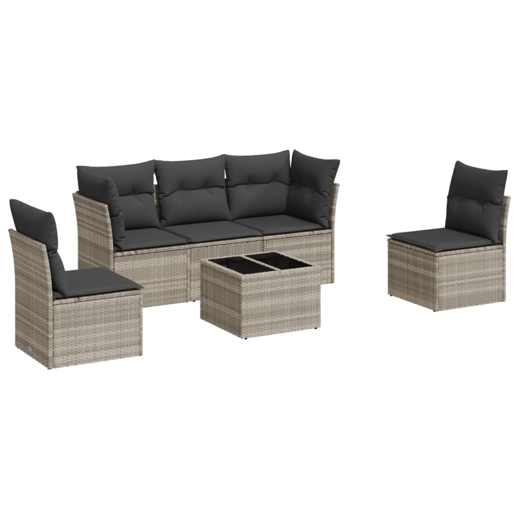6-delige Loungeset met kussens poly rattan lichtgrijs is nu te koop bij PeponiXL, paradijselijk wonen!