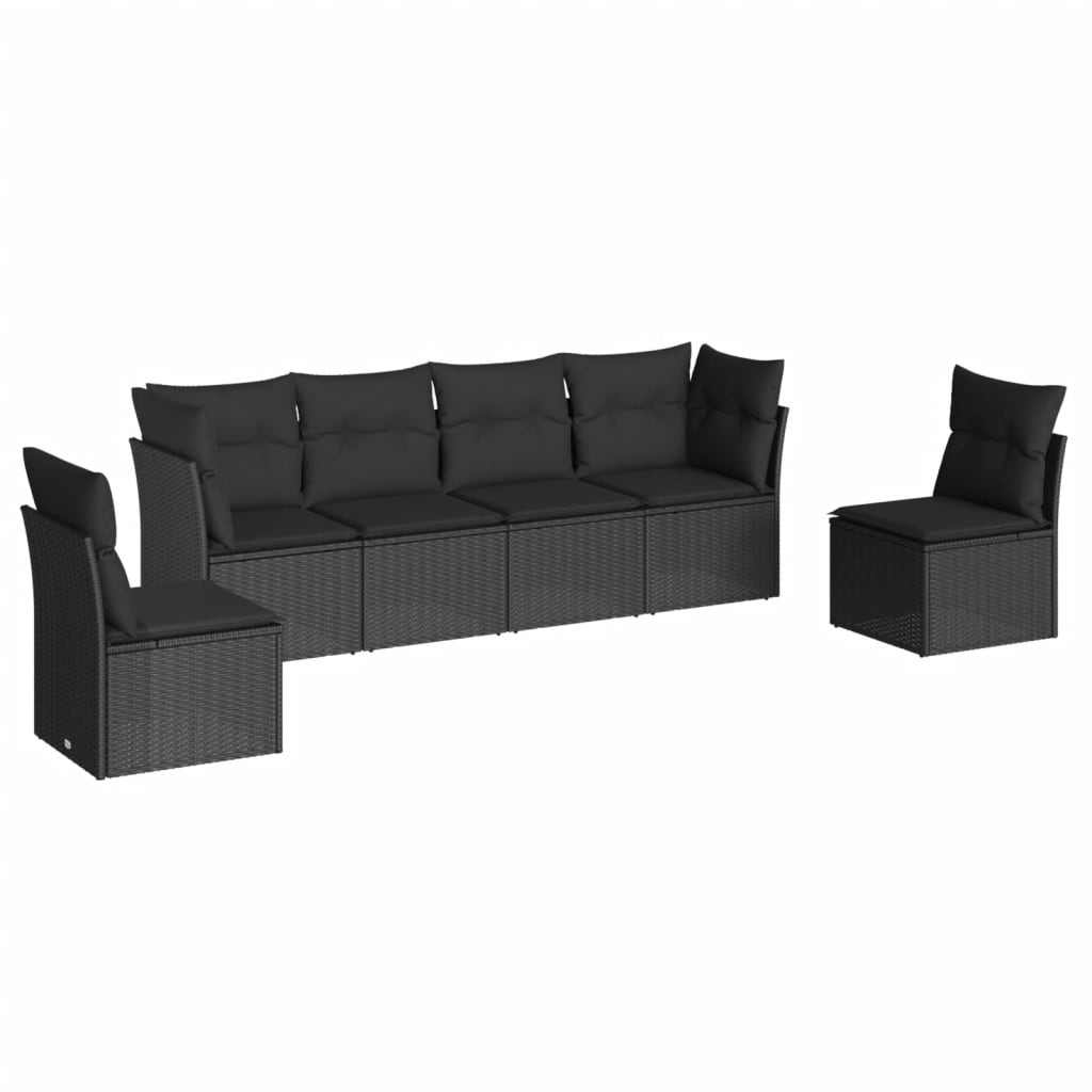 6-delige Loungeset met kussens poly rattan zwart is nu te koop bij PeponiXL, paradijselijk wonen!